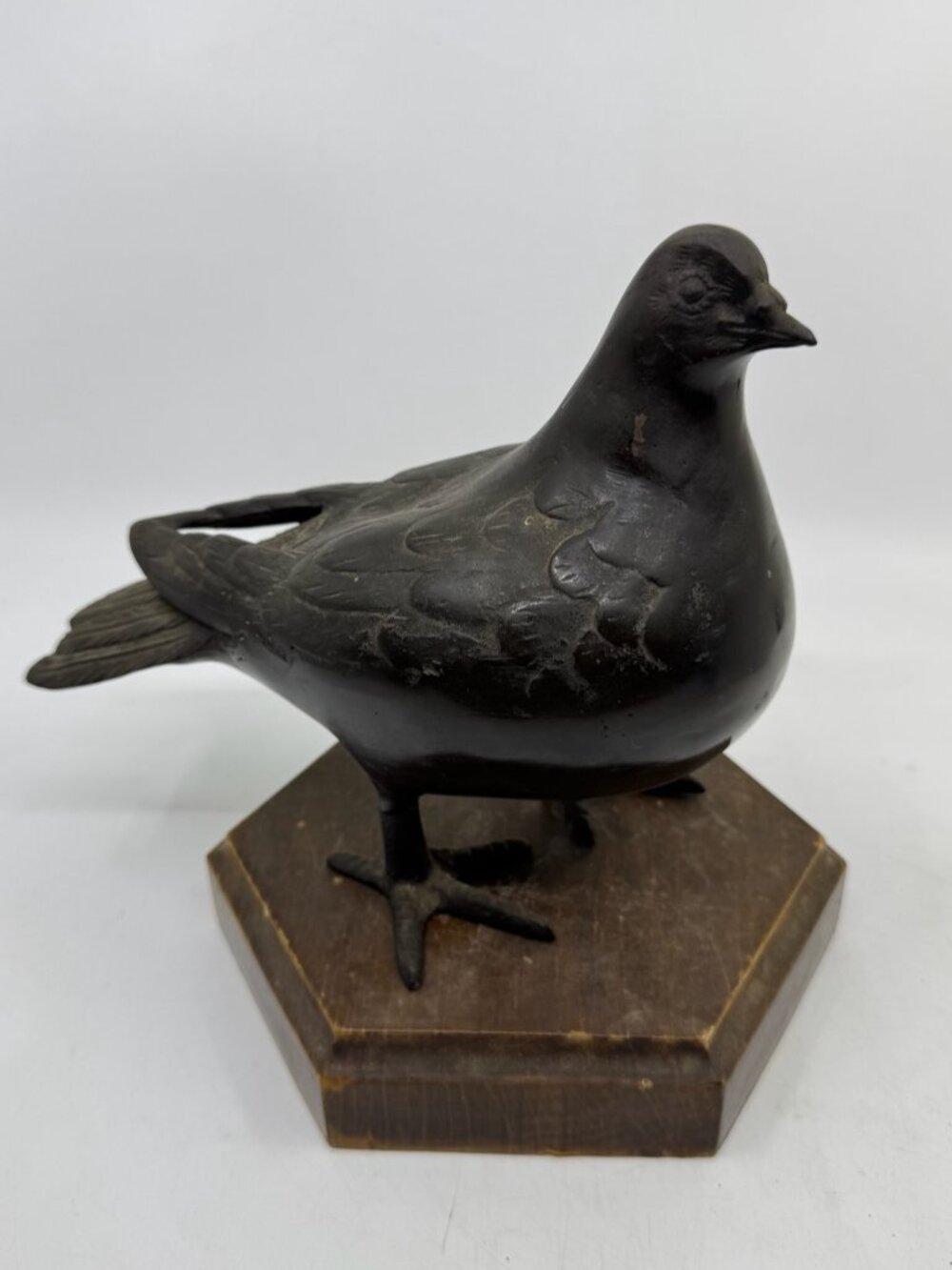 Vintage Japanese Mid-Century Cast Bronze Pigeon Statue
